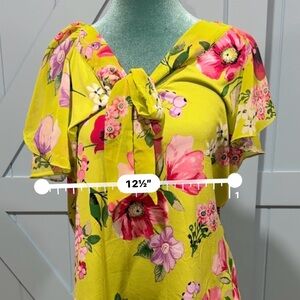 Floral Yellow Blouse with Bow Detail